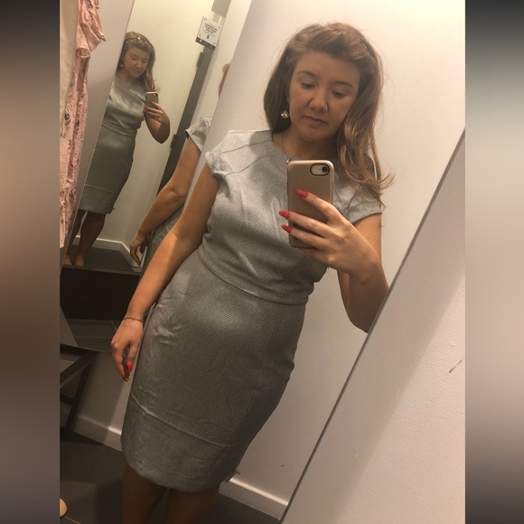 Like new H&M structured grey midi work dress - Picture 2 of 8